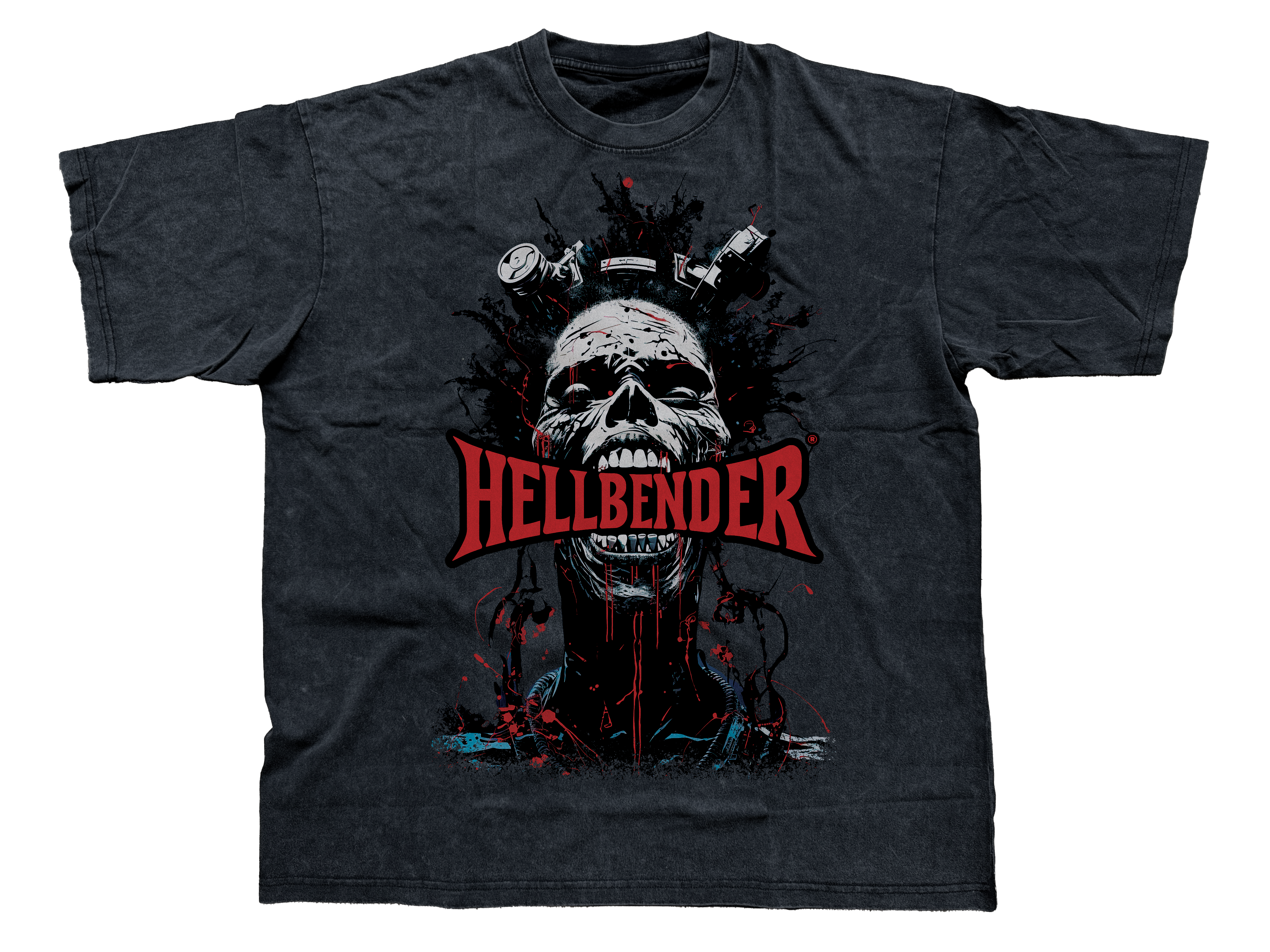 Hellbender® Heavyweight Acid Wash Oversize T-Shirt - Eat- BLK