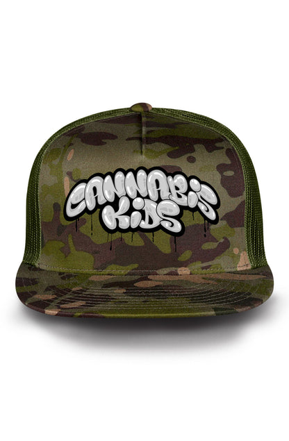 Cannabis Kids® Classic 5 Panel Mesh Trucker - Monster Camo/Olive