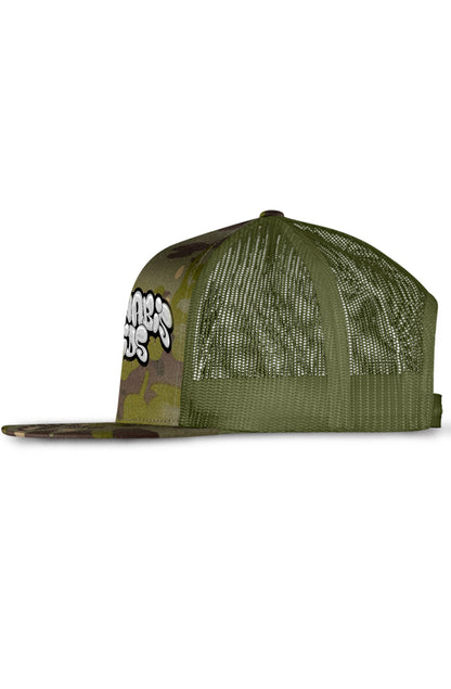 Cannabis Kids® Classic 5 Panel Mesh Trucker - Monster Camo/Olive