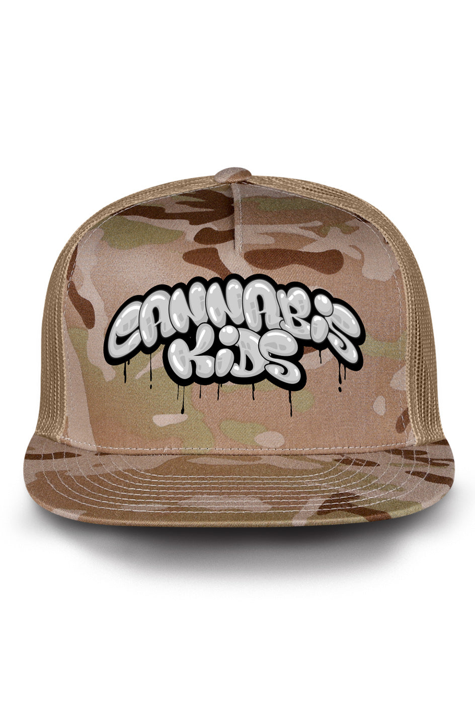 Cannabis Kids® Classic 5 Panel Mesh Trucker - Monster Camo/Sand