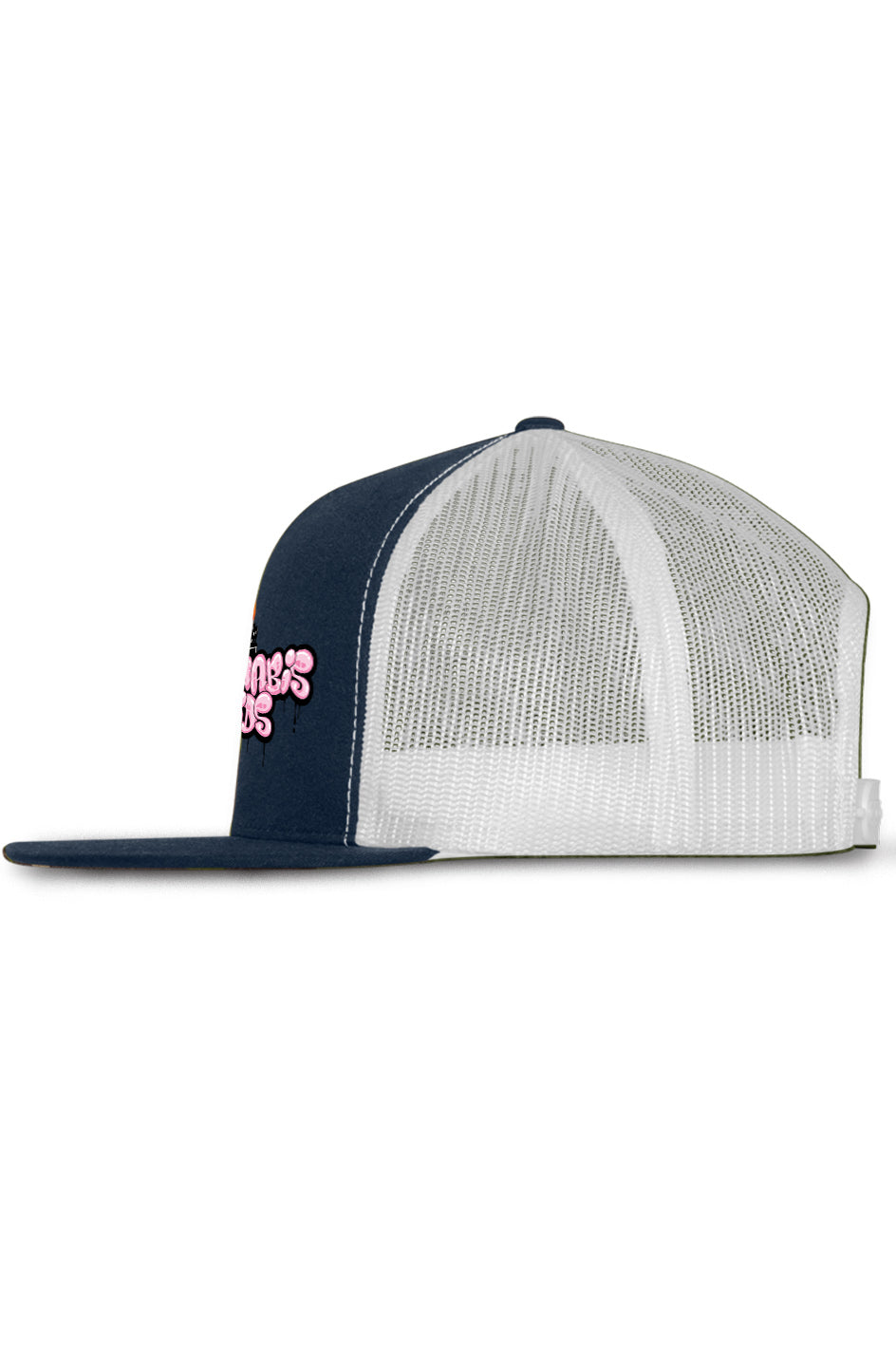 Cannabis Kids® Classic 5 Panel Mesh Trucker Cap - Navy/Wht