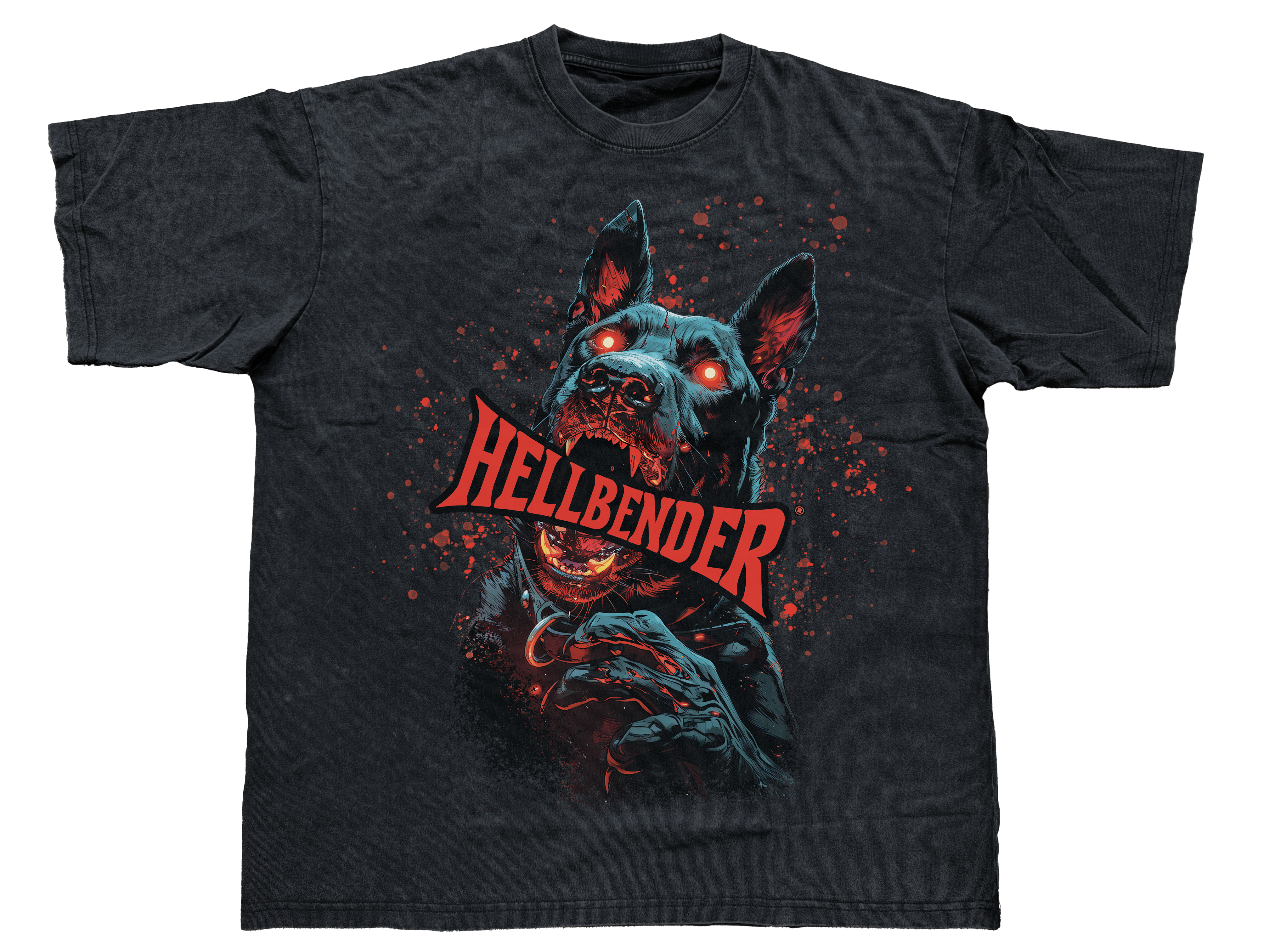 Hellbender® Heavyweight Acid Wash Oversize T-Shirt - Fido - BLK