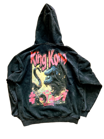 Hellbender® X KING KONG Heavyweight Acid Wash Relaxed Fit Hoodie - Vintage 02 - BLK