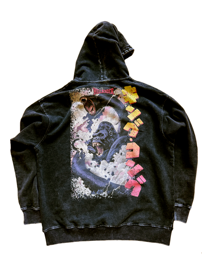 Hellbender® X KING KONG HeavyweightAcid Wash Relaxed Fit Hoodie - Vintage 01 - BLK