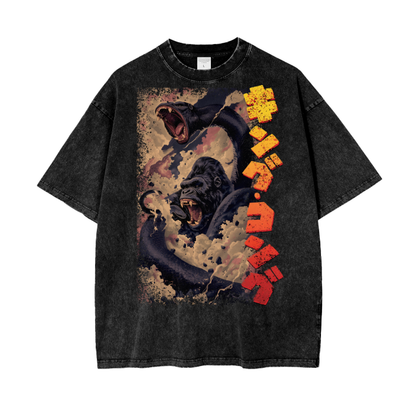 Hell t-shirt,acid wash t-shirt,heavyweight t-shirt,t-shirt,king kong,MOQ1,Delivery days 5