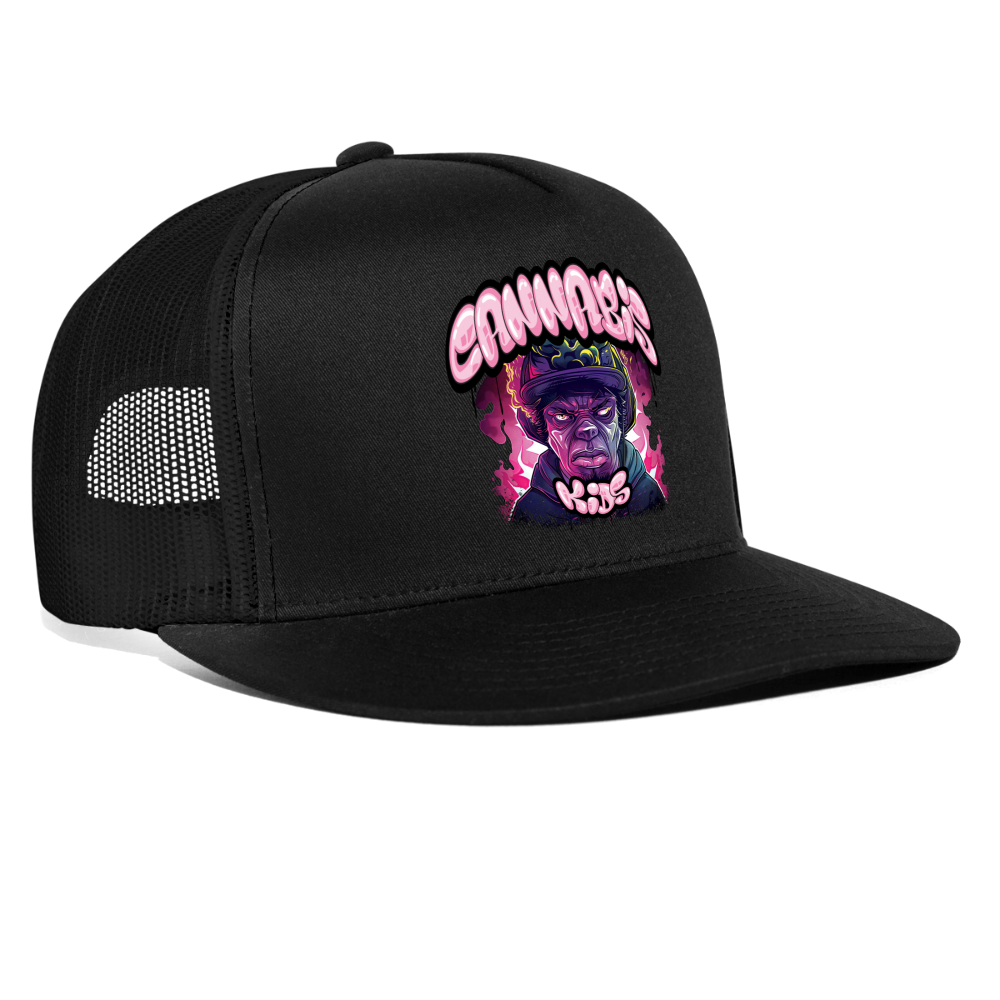 Cannabis Kids® Classic 5 Panel Mesh Trucker - Monster Blk/Blk - black/black