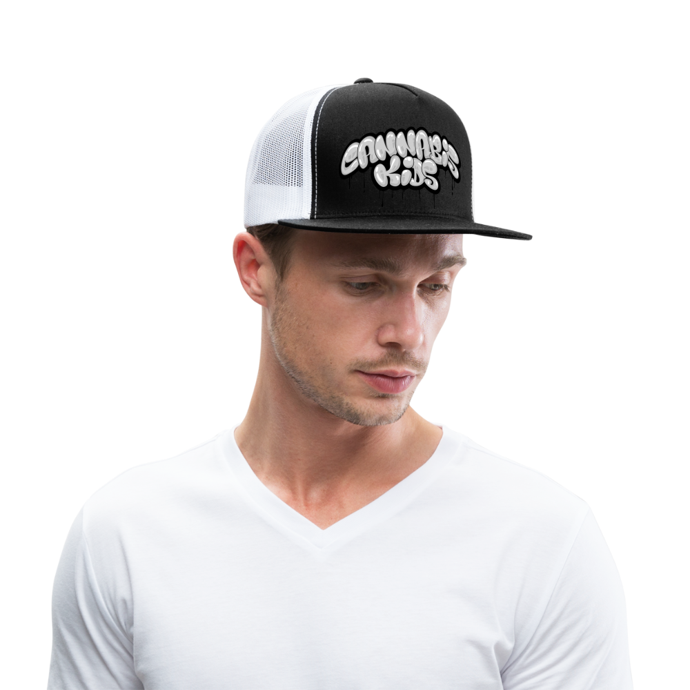 Cannabis Kids® Classic 5 Panel Mesh Trucker - Monster Blk/Wht - black/white