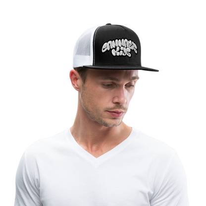 Cannabis Kids® Classic 5 Panel Mesh Trucker - Monster Blk/Wht - black/white