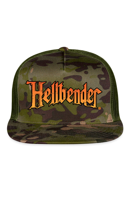 Hellbender® Classic 5 Panel Mesh Trucker - BrLogo Camo/Sand