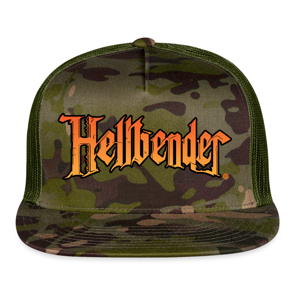 Hellbender® Classic 5 Panel Mesh Trucker - BrLogo Camo/Sand - MultiCam\green