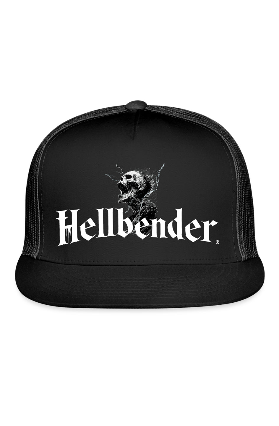 Hellbender® Classic 5 Panel Mesh Trucker - BrLogo Black/Black