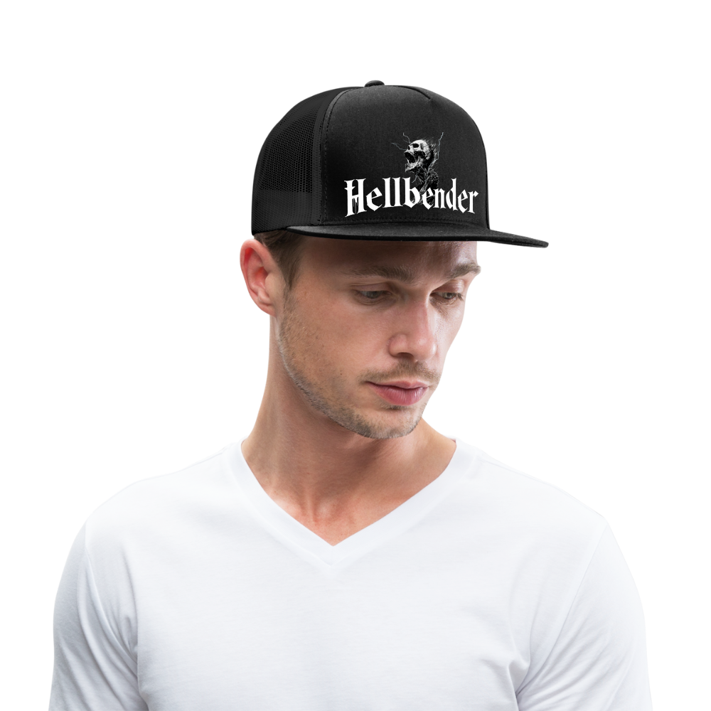 Hellbender® Classic 5 Panel Mesh Trucker - BrLogo Black/Black - black/black