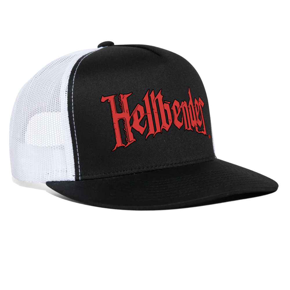 Hellbender® Classic 5 Panel Mesh Trucker - BrRedLogo Black/White - black/white