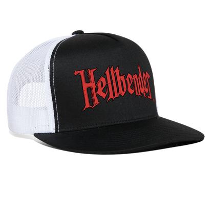 Hellbender® Classic 5 Panel Mesh Trucker - BrRedLogo Black/White - black/white