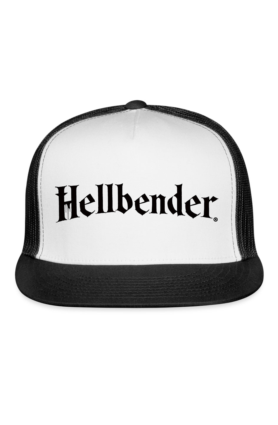 Hellbender® Classic 5 Panel Mesh Trucker - BrLogo White/Black