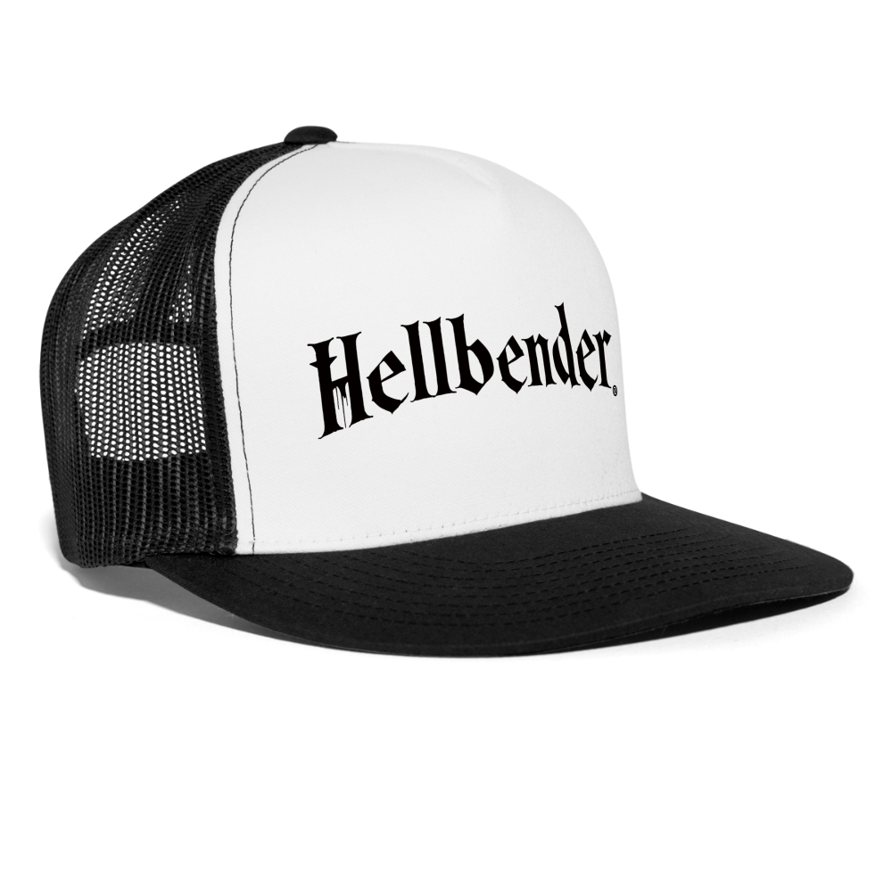 Hellbender® Classic 5 Panel Mesh Trucker - BrLogo White/Black