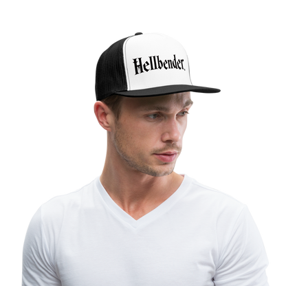 Hellbender® Classic 5 Panel Mesh Trucker - BrLogo White/Black